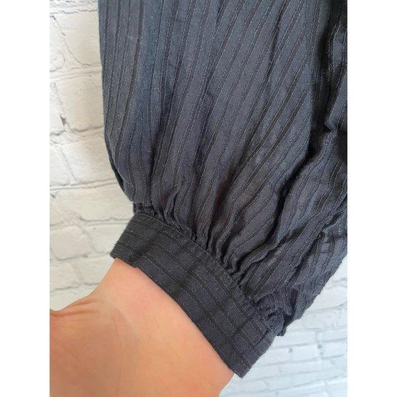 Loft Ann Taylor Balloon Sleeve Split Neck Tunic Blouse Top Oversized Black XL - Picture 4 of 6